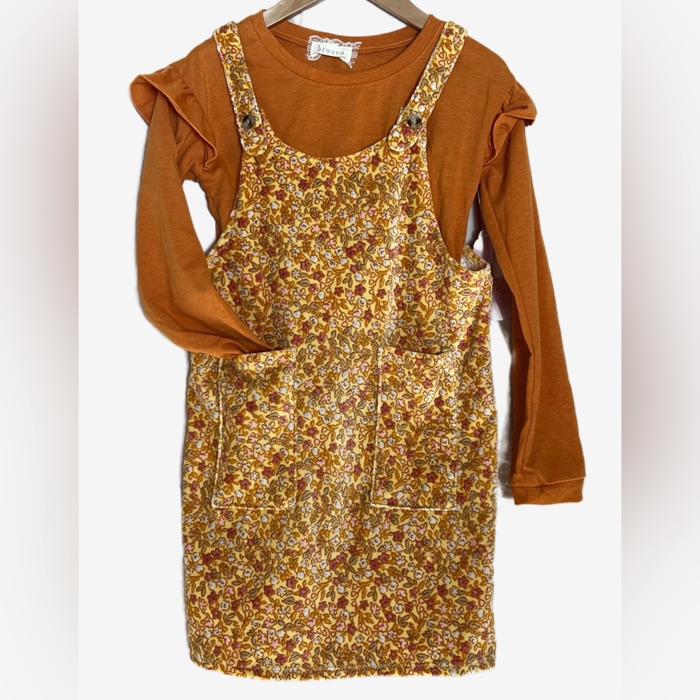 NEW Btween Girls Floral Jumper Dress Ruffle Sleeve Bohemian Top Size 7